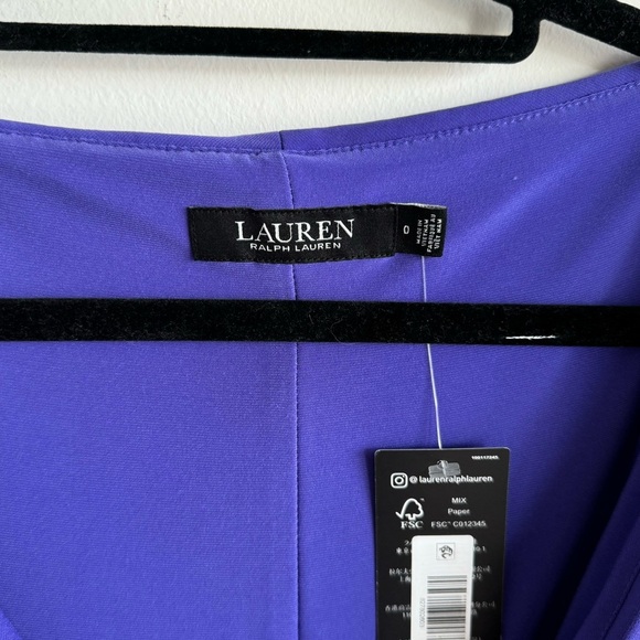NWT Lauren Ralph Lauren Purple Jersey Off The Shoulder Column Gown Dress Size 0 - Picture 5 of 9
